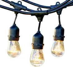 چراغهای رشته ای در فضای باز نورپردازی Newhouse با پریزهای آویز |  فناوری ضد آب |  رشته ای |  سیم 48 فوت سنگین |  18 لامپ شامل (3 تعویض رایگان!)