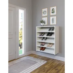 Closet Evolution 40 in. H x 32.5 in. W 15-pair White Wood Wall Mount Shoe Rack-WH20 - انبار خانه