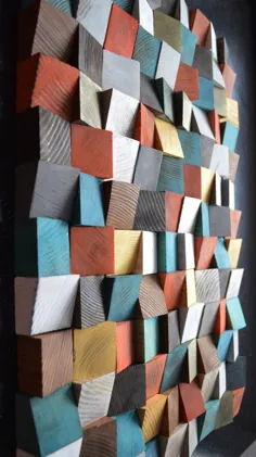 Geometrische Holzkunst، Holzkunst، 3D-Wand-Kunst، abstrakte Malerei auf Holz، Wandinstallation، Holzmuster، Holzmosaik، Holz-Wand-Panels
