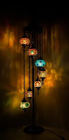 نور چراغ کف موزاییکی مراکش ترکیه ، چراغ کف موزاییک Bohemian Boho Tiffany با پلاگین ایالات متحده