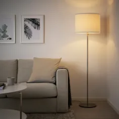 چراغ کف RINGSTA / SKAFTET با لامپ LED ، سفید ، روکش نیکل - IKEA
