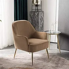 صندلی لهجه ای Olela با صندلی های صندلی مخفی و روکش دار برای اتاق های نشیمن صندلی راحتی اوقات فراغت وسط عقب Decortive با صفحه پایه قابل تنظیم (قهوه ای)