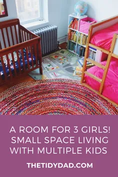 اتاقی برای 3 دختر!  فضای کوچک با چند کودک ، اتاق خواب با تخت تختخواب سفری ، تختخواب ، کمد لباس