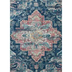 Nourison Fusion Navy / Pink 10 ft. x 13 ft. Medallion Vintage Area Rug-317315 - The Home Depot