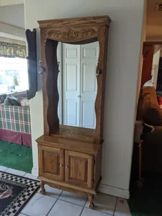 Vintage Wood Entryway Hall Tree، Rack Coat، Farmhouse Rustic، Mirror، 78 "T x 29.25" W x 11.75 "D