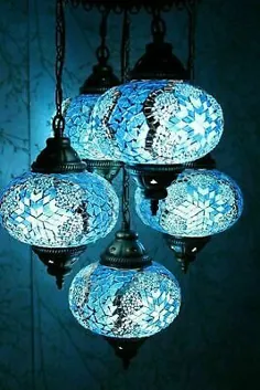 چراغ آویز سقفی آویز سقفی موزاییک شیشه ای مراکشی ترکیه 5 کره بزرگ |  eBay