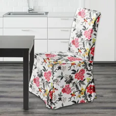 جلد صندلی رنگارنگ گل IKEA HENRIKSDAL ، آبنوس سفید