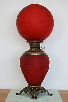 GWTW ANTIQUE FOSTORIA ART NOUVEAU DECO OIL BANQUET TULIP FLOWER RED GLASS LAMP |  eBay