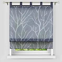 پرده آشپزخانه پرده پنجره Joyswahl Sheer Window Voile Roman Shades Rod Pocket Kitchen، 1pc (خاکستری ، W23 x H55 اینچ)