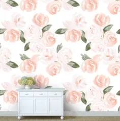 Abnehmbare Tapete Florale Tapete Blush Pink Mädchen |  اتسی