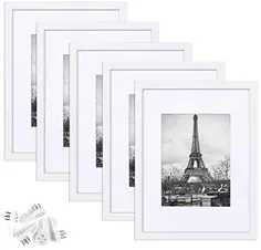 قاب عکس 5x upsimples 9x12 ، نمایش تصاویر 6x8 با حصیر یا 9x12 بدون حصیر ، قاب عکس گالری دیواری ، سفید