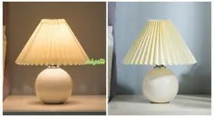 Rattan Wood Ceramic Ins DIY چراغهای میز اتاق خواب Home Deco Creamp Pleats Lamp