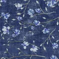 Nicolette Mayer Chinoiserie Bloom 24 'L x 34 "W Woll Texture Wallpaper Roll Color: Blue Dark