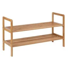 16 اینچ H x 10 اینچ W 8-Pair 2-Shelf Natural Bamboo Shoe Rack-0 - The Home Depot