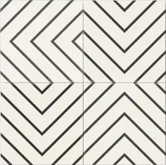 کاشی سیمانی - سهام ZENITH 8 "X8" |  راه راه سیاه ، زمینه سفید