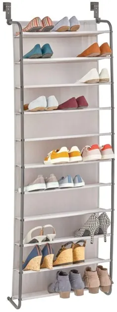 mDesign Shoes Organizer - ذخیره سازی کفش آویز با فضای لازم برای 33 جفت کفش - کمد آویز کمد مخصوص کفش و لوازم جانبی - خاکستری تیره / خاکستری روشن