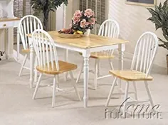 میز ناهار خوری چوبی سفید و طبیعی 5 عددی + ست صندلی ویندزور