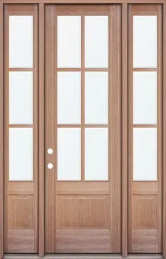 8'0 "Tall 6-Lite Low-E Mahogany Prehung Wood Door Unit with Sidelites - مرکز پاکسازی درب