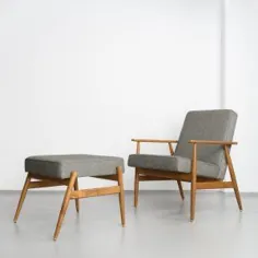 صندلی راحتی / صندلی آسان صندلی صندلی "Fox Lounge صندلی" ، طراحی H. Lis ، خاکستر رنگ خاکستر تیره - farbe-tweed-beige - کارلسروهه