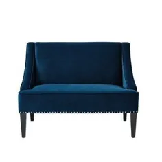 نیمکت بازویی Velvet Swoop با تر و تمیز Nailhead (Navy) ، آبی ، الهام بخش