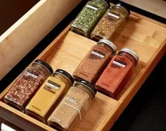 دراور کشوی قفسه ادویه ای Maple Spice Organizer سینی درج ||  سازمان کشوی آشپزخانه ||  کشوی ادویه