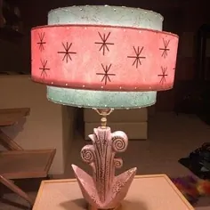 Mid Century Vintage Style 3 Tier Fibrelass Lamp Shade Starburst Atomic Pink SF / P