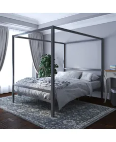 تخت خواب سایبان فلزی EveryRoom Cara ، اندازه ملکه و بررسی - مبلمان - میسی