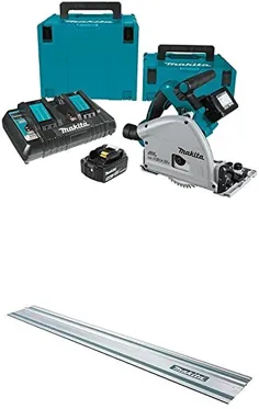 Makita XPS01PTJ 5.0Ah 18V X2 LXT لیتیوم-یون (36 ولت) بدون جاروبک 6-1 / 2 "کیت اره مدور اره با ریل راهنمای 194368-5 ، 55 اینچ