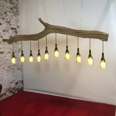 چراغ سقفی شاخه بلوط قدیمی با لکه های LED