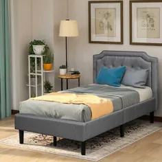 (eBay) تختخواب مدرن تختخواب سفارشی روتختی تخت خواب اندازه دوقلو تخت خاکستری تیره