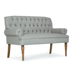 نیمکت مبل راحتی Belleze Vintage Loveseat با دکمه های پارچه پارچه ای اتاق نشیمن تاج دار ، خاکستری - Walmart.com