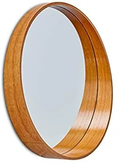آینه بامبو گرد - 20 اینچ - آینه حمام غرور - تزئین دیوار با دایره بزرگ - رنگ طبیعی منحصر به فرد - لبه ذخیره سازی - تزئین زرق و برق دار Boho / چوب خیزران / عصا - زندگی اسکاندیناوی