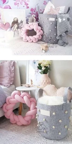 سبد ذخیره سازی اسباب بازی پارچه ای تاشو پشم فلت Pom Pom Craft پارچه تاشو