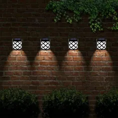 4 بسته LED چراغ های خورشیدی و دیوار خورشیدی باغ امنیت فضای بیرونی شیک