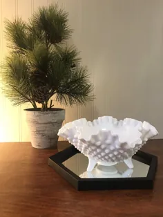 کاسه پایه شیشه شیر Vent Fenton در Hobnail | اتسی