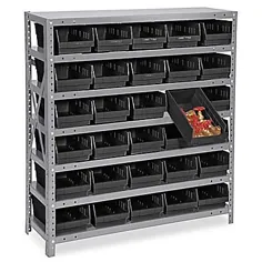 Organizer Shelf Bin - 36 x 12 x 39 "with 7 x 12 x 4" Black Bins H-2512BL - Uline
