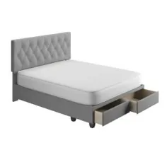 Furinno Laval Glacier Queen Button Tufted Bed Frame-FB17020Q-GL - انبار خانه