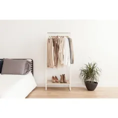 قفسه لباس فلزی سفید IRIS با قفسه چوبی (16 اینچ. W x 59 اینچ H) -596237 - انبار خانه